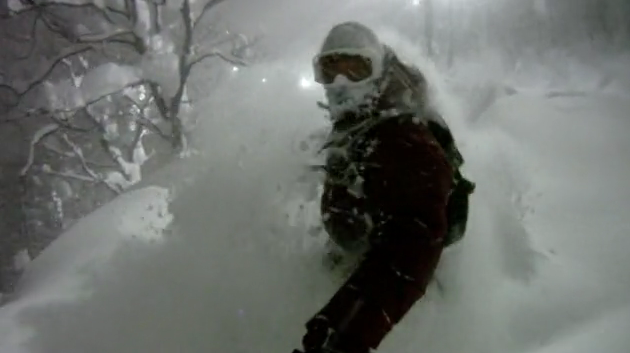 Deep Night Pow Boarding