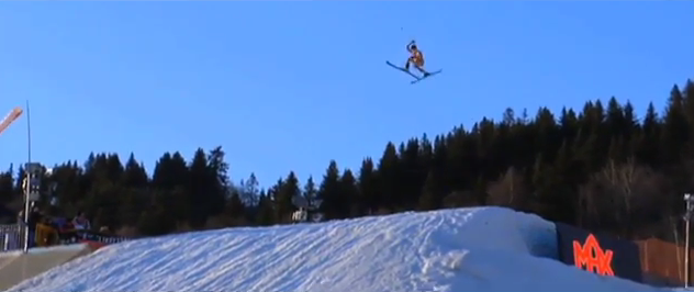 Naked Skier Going Big!